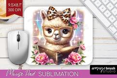 Alpaca Reading Mouse Pad Sublimation Book Lover Mousepad PNG Product Image 1