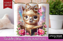 Alpaca Reading Tumbler Wrap Book Lover Tumbler PNG Product Image 1