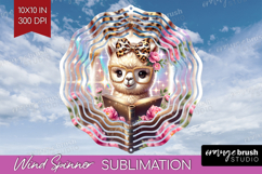 Alpaca Reading Wind Spinner Sublimation PNG Book Lover Round Product Image 1