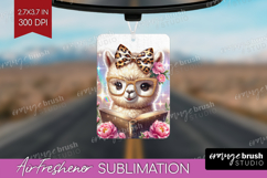 Alpaca Reading Air Freshener PNG Book Lover PNG Sublimation Product Image 1