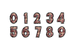 Maroon Plaid Alphabet Doodle Letters PNG Product Image 3