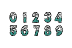 Teal Glitter Cow Print Doodle Letters, Western Alphabet PNG Product Image 3