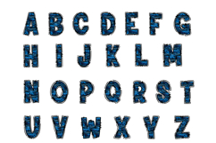 Blue Glitter Brushstroke Alphabet PNG Product Image 2