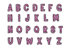 Pink Glitter Cowprint Alphabet PNG, Doodle Letters Clipart Product Image 2