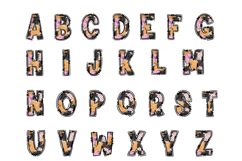 Grunge Halloween Alphabet PNG, Pink Orange Doodle Letters Product Image 2