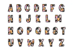 Grunge Halloween Alphabet PNG, Pink Orange Doodle Letters Product Image 2