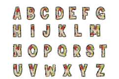 Vintage Christmas Alphabet PNG, Holiday Patchwork Doodle Product Image 2
