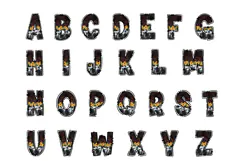 Western Sunflower Doodle Letters, Cow Print PNG Product Image 2