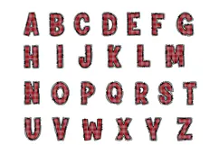 Plaid Christmas Alphabet PNG, Red Tartan Doodle Letters Product Image 2