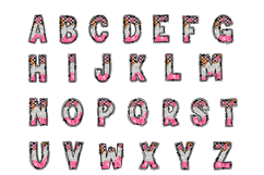Western Doodle Alphabet PNG, Pink Cow Print Floral Letters Product Image 2