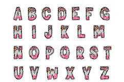 Western Doodle Alphabet PNG, Pink Cow Print Floral Letters Product Image 2