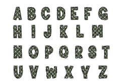 Green Plaid Alpha Doodle Letter PNG Set Product Image 2