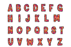 Orange Pink Glitter Brushstroke Alphabet PNG Product Image 2