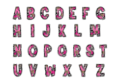 Pink Leopard Cowprint Alpha PNG, Grunge Glam Doodle Letters Product Image 2
