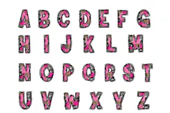 Pink Leopard Cowprint Alpha PNG, Grunge Glam Doodle Letters Product Image 2