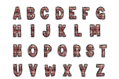 Maroon Plaid Alphabet Doodle Letters PNG Product Image 2