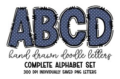 Blue Polka Dot Hand Drawn Doodle Letters Alphabet Product Image 1