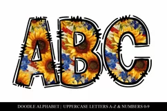 Patriotic Sunflower PNG Letters for 4th July Sublimation Product Image 1