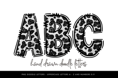 Black White Cowprint Alphabet PNG, Glitter Doodle Letters Product Image 1