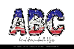 Patriotic Glitter Alphabet PNG, USA Doodle Letters Clipart Product Image 1