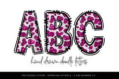 Pink Glitter Cowprint Alphabet PNG, Doodle Letters Clipart Product Image 1