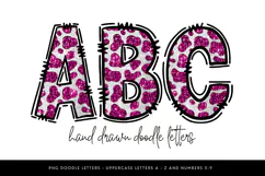 Pink Glitter Cowprint Alphabet PNG, Doodle Letters Clipart Product Image 1