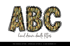 Camo Doodle Alphabet PNG Uppercase Letters A-Z and Numbers 0 Product Image 1