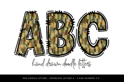 Camo Doodle Alphabet PNG Uppercase Letters A-Z and Numbers 0 Product Image 1