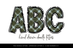 Green Plaid Alpha Doodle Letter PNG Set Product Image 1