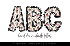 Vintage Holly Christmas Alphabet PNG, Retro Holiday Doodle Product Image 1