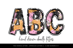 Grunge Halloween Alphabet PNG, Pink Orange Doodle Letters Product Image 1