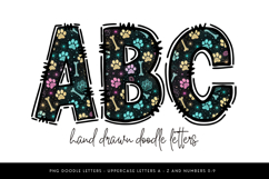 Paw Print Alphabet PNG, Dog Bone Doodle Letters Product Image 1