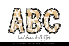 Cow Print Doodle Alphabet PNG, Hand Drawn Western Font Product Image 1