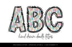 Pink Pastel Doodle Alphabet PNG Uppercase A-Z and Numbers 0- Product Image 1