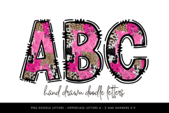 Pink Leopard Cowprint Alpha PNG, Grunge Glam Doodle Letters Product Image 1