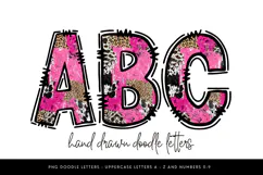 Pink Leopard Cowprint Alpha PNG, Grunge Glam Doodle Letters Product Image 1
