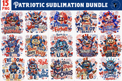 Patriotic Monster PNG Bundle | Funny USA 250 years Cliparts Product Image 1