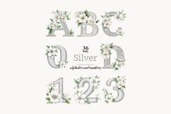 GlamArtZhanna, Silver alphabet, Silver letters, Alphabet letters, Alphabet printable, Letters printable, Wedding alphabet, Wedding letters, Elegant Letters, Invitation alphabet, white flower letters, white flower clipart, Floral alphabet, Floral letters