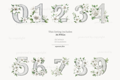 GlamArtZhanna, Silver alphabet, Silver letters, Alphabet letters, Alphabet printable, Letters printable, Wedding alphabet, Wedding letters, Elegant Letters, Invitation alphabet, white flower letters, white flower clipart, Floral alphabet, Floral letters