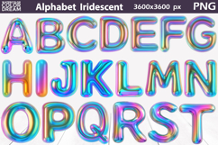 Iridescent Balloon Alphabet Sublimation | Hologram Letters Product Image 1