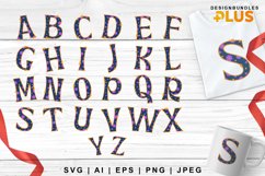 Purple Flowers Pattern in A to Z Alphabet Monogram Set Product Image 1
