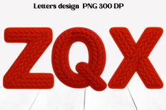 Red knitted alphabet clipart | Knitted letters sublimation Product Image 1