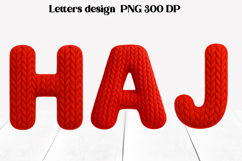 Red knitted alphabet clipart | Knitted letters sublimation Product Image 1