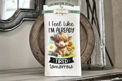 Funny Highland Cow Sunflower Sublimation Dish Towel Design Product Image 2