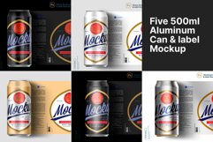 500ml Aluminum Can &amp; label Mockup Bundle Product Image 1