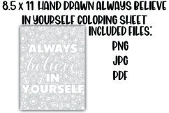 Always Believe in Yourself Mandala Coloring Sheet Product Image 1