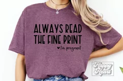 Always Read The Fine Print I'm Pregnant SVG - New Baby PNG Product Image 2