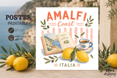 Book Lover Italy Poster Amalfi Coast Reading Poster Product Image 1