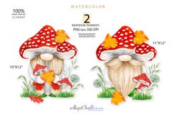 Gnomes Amanita clipart, Watercolor fly agaric gnome clip art Product Image 1