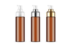 Amber Airless Pump Bottles With Caps Product Image 1